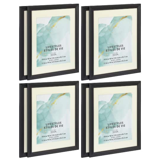 4 Packs: 2 ct. (8 total) Black 11" x 14" Frame with Mat, Lifestyles by Studio Décor®
